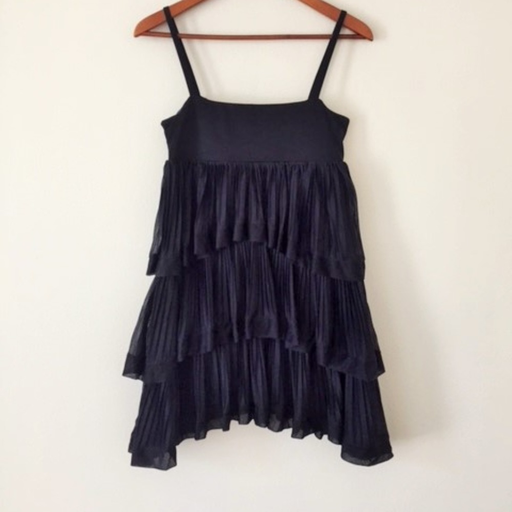 H&M Pleated Tier Dress in Navy